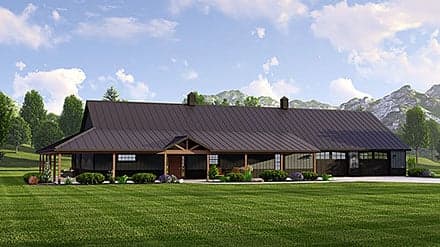 Barndominium, Ranch House Plan 41869 with 3 Beds, 4 Baths, 2 Car Garage
