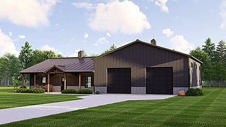 Barndominium House Plan 41887 with 2 Beds, 2 Baths, 2 Car Garage