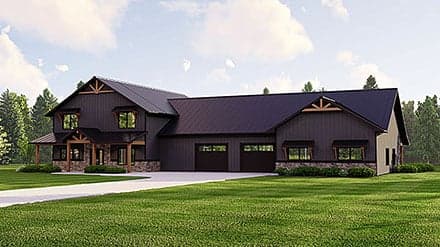 Barndominium House Plan 41895 with 4 Beds, 5 Baths, 2 Car Garage