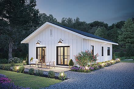 Cottage, Country, Farmhouse House Plan 42922 with 2 Beds, 2 Baths