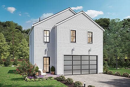 Contemporary Garage-Living Plan 42962 with 2 Beds, 1 Baths, 2 Car Garage