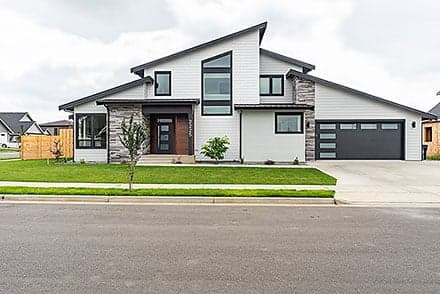 Contemporary House Plan 43615 with 3 Beds, 3 Baths, 2 Car Garage