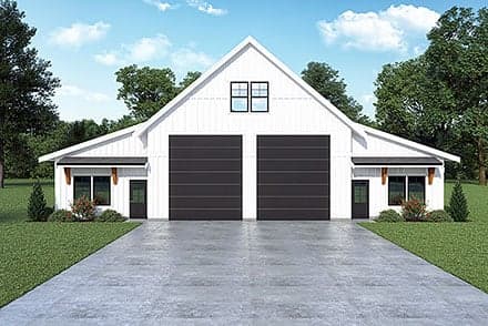 Barndominium Garage-Living Plan 43654 with 2 Beds, 1 Baths, 3 Car Garage