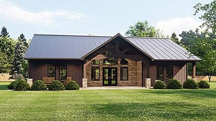 Country, Ranch House Plan 43928 with 2 Beds, 2 Baths