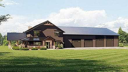 Barndominium House Plan 43930 with 4 Beds, 5 Baths, 4 Car Garage