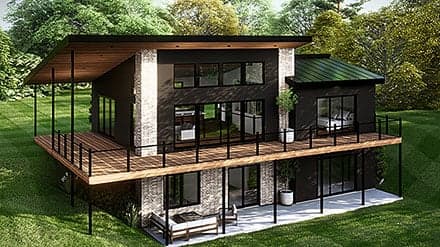 Contemporary, Modern House Plan 43957 with 1 Beds, 1 Baths