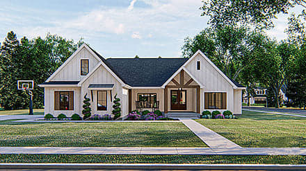 Craftsman, Farmhouse, New American Style, Traditional House Plan 44192 with 4 Beds, 4 Baths, 2 Car Garage