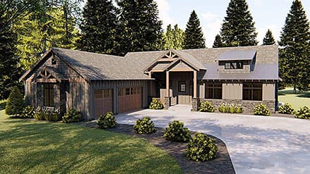 Craftsman House Plan 44193 with 3 Beds, 3 Baths, 3 Car Garage