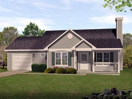 Ranch, Traditional House Plan 45105 with 2 Beds, 2 Baths, 1 Car Garage