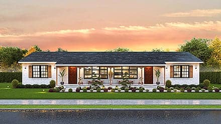 One-Story Multi-Family Plan 45446 with 6 Beds, 2 Baths