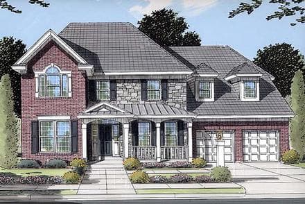 Country, European, Traditional House Plan 50071 with 4 Beds, 3 Baths, 2 Car Garage