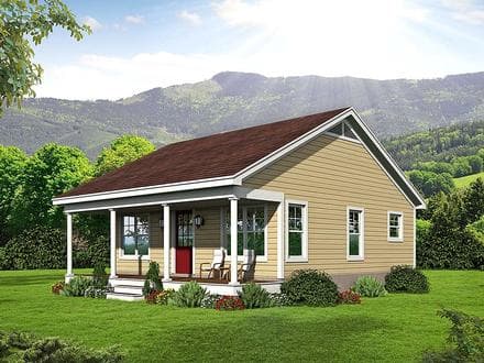 Cabin, Country, Southern, Traditional House Plan 51640 with 1 Beds, 1 Baths