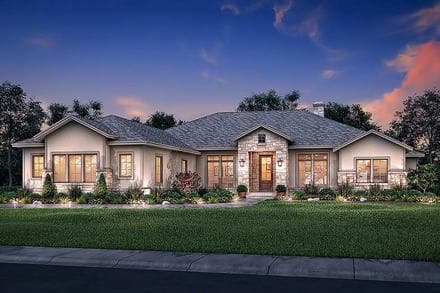 Country, Ranch, Traditional House Plan 51983 with 4 Beds, 4 Baths, 3 Car Garage