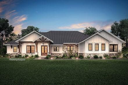 Country, Craftsman, Ranch House Plan 51987 with 4 Beds, 4 Baths, 3 Car Garage