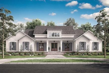 Country, Craftsman, Farmhouse, New American Style House Plan 51996 with 4 Beds, 4 Baths, 2 Car Garage