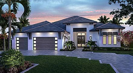 Coastal, Contemporary House Plan 52994 with 4 Beds, 4 Baths, 3 Car Garage
