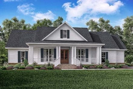 Country, Ranch, Southern, Traditional House Plan 56909 with 3 Beds, 3 Baths, 2 Car Garage