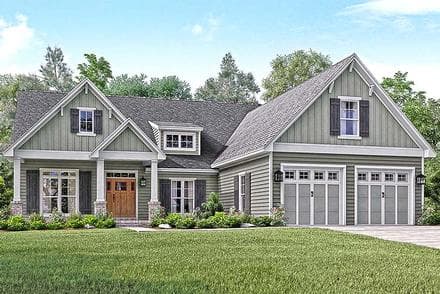 Country, Craftsman, Southern, Traditional House Plan 56910 with 3 Beds, 3 Baths, 2 Car Garage