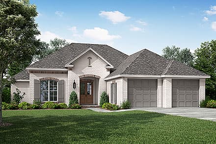 Country, European, French Country House Plan 56968 with 3 Beds, 2 Baths, 2 Car Garage