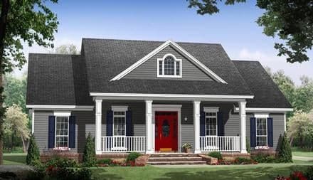 Country, Ranch, Traditional House Plan 59936 with 3 Beds, 2 Baths, 2 Car Garage