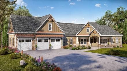 Country, Craftsman, Traditional House Plan 60054 with 4 Beds, 4 Baths, 3 Car Garage