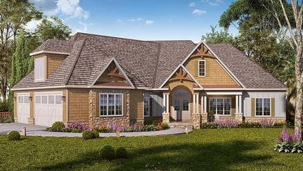 Craftsman, Traditional House Plan 60055 with 4 Beds, 4 Baths, 3 Car Garage