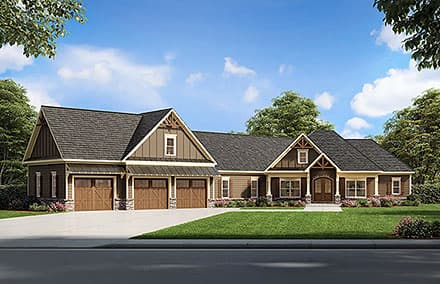 Craftsman, Traditional House Plan 60096 with 4 Beds, 4 Baths, 3 Car Garage