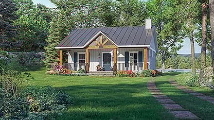 Cottage, Country, Farmhouse, Ranch House Plan 60112 with 1 Beds, 2 Baths
