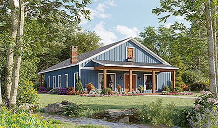 Barndominium, Cottage, Country, Farmhouse House Plan 60119 with 4 Beds, 3 Baths