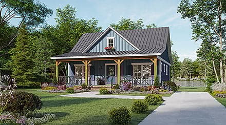 Cottage, Country, Farmhouse, Ranch House Plan 60132 with 2 Beds, 2 Baths