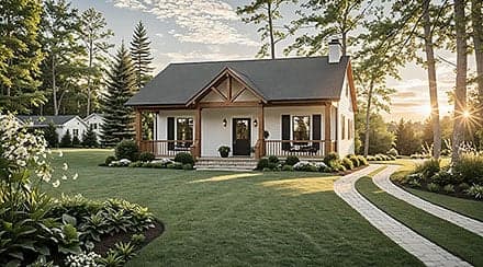 Cottage, Country, Farmhouse, Ranch House Plan 60150 with 1 Beds, 2 Baths