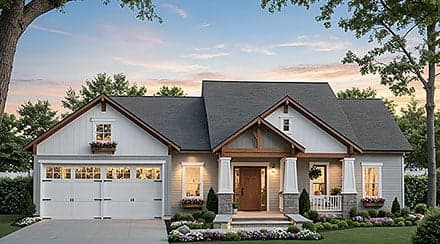 Cottage, Country, Craftsman, Ranch, Traditional House Plan 60155 with 3 Beds, 2 Baths, 2 Car Garage