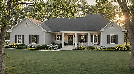 European, Ranch, Traditional House Plan 60158 with 3 Beds, 2 Baths, 2 Car Garage