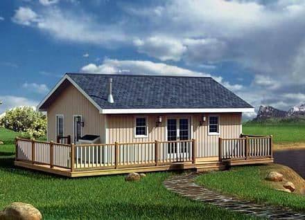 Cabin, Traditional House Plan 6020 with 2 Beds, 1 Baths