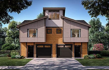 Contemporary, Modern Multi-Family Plan 63575 with 6 Beds, 6 Baths, 2 Car Garage