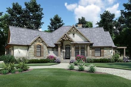 Craftsman, Tuscan House Plan 65867 with 3 Beds, 2 Baths, 2 Car Garage