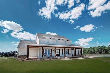Barndominium, Country, Farmhouse House Plan 74635 with 5 Beds, 4 Baths, 3 Car Garage