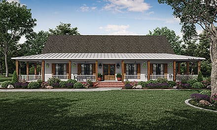 Country, Farmhouse, Traditional House Plan 74671 with 3 Beds, 2 Baths, 2 Car Garage