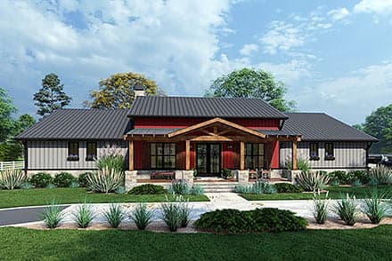 Barndominium, Country, Farmhouse, Ranch House Plan 75171 with 3 Beds, 3 Baths, 2 Car Garage