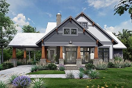Cottage, Craftsman, Farmhouse House Plan 75174 with 3 Beds, 2 Baths, 2 Car Garage