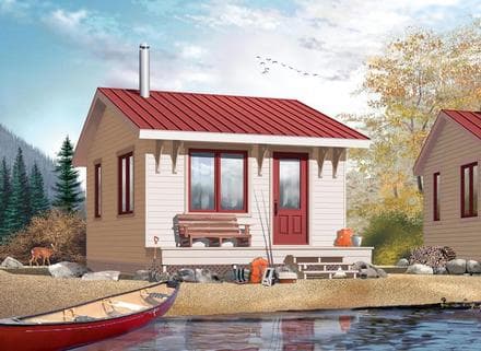 Cabin House Plan 76163 with 1 Beds, 1 Baths