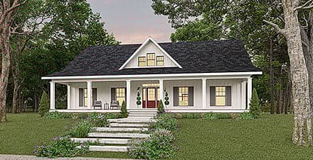 Country, Ranch, Southern House Plan 77407 with 3 Beds, 2 Baths, 2 Car Garage