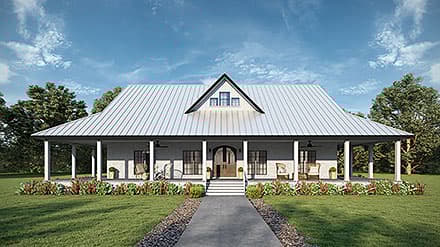 Colonial, Country, Farmhouse, Southern House Plan 77430 with 3 Beds, 2 Baths