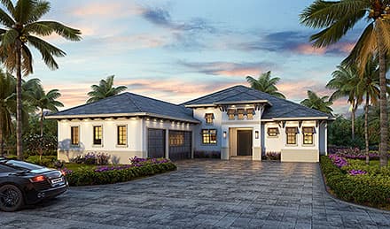Florida, Modern House Plan 78178 with 3 Beds, 3 Baths, 3 Car Garage