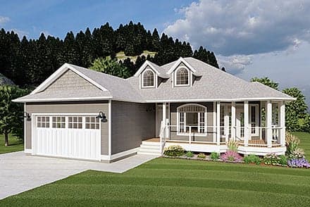 Country, Traditional House Plan 80507 with 3 Beds, 2 Baths, 2 Car Garage