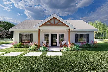 Cabin, Country, Craftsman, Ranch House Plan 80526 with 2 Beds, 2 Baths