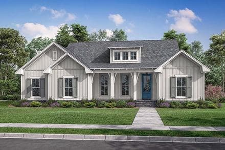 Cottage, Country, Farmhouse, New American Style House Plan 80802 with 3 Beds, 2 Baths, 2 Car Garage