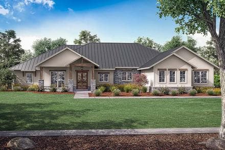 Country, Farmhouse, Ranch House Plan 80814 with 3 Beds, 4 Baths, 3 Car Garage