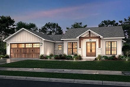 Bungalow, Country, Craftsman, Farmhouse, New American Style, Ranch House Plan 80818 with 3 Beds, 3 Baths, 2 Car Garage