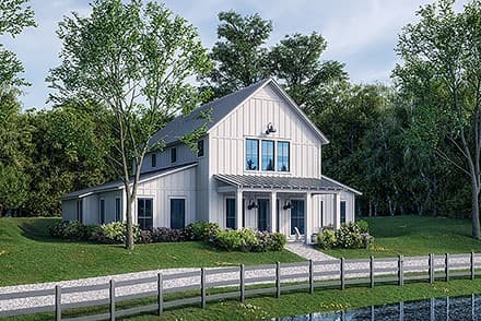 Barndominium, Country, Farmhouse, Traditional House Plan 80830 with 4 Beds, 4 Baths